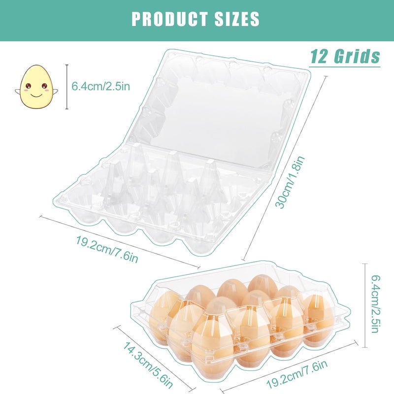SINLUCESCE 50 Packs Egg Cartons Cheap Bulk，Plastic for 12 Eggs， Clear Egg Cartons 3 * 4 Grids，Perfect for Refrigerator Chicken Farm Markets Commercial Business Market Display - Image 2